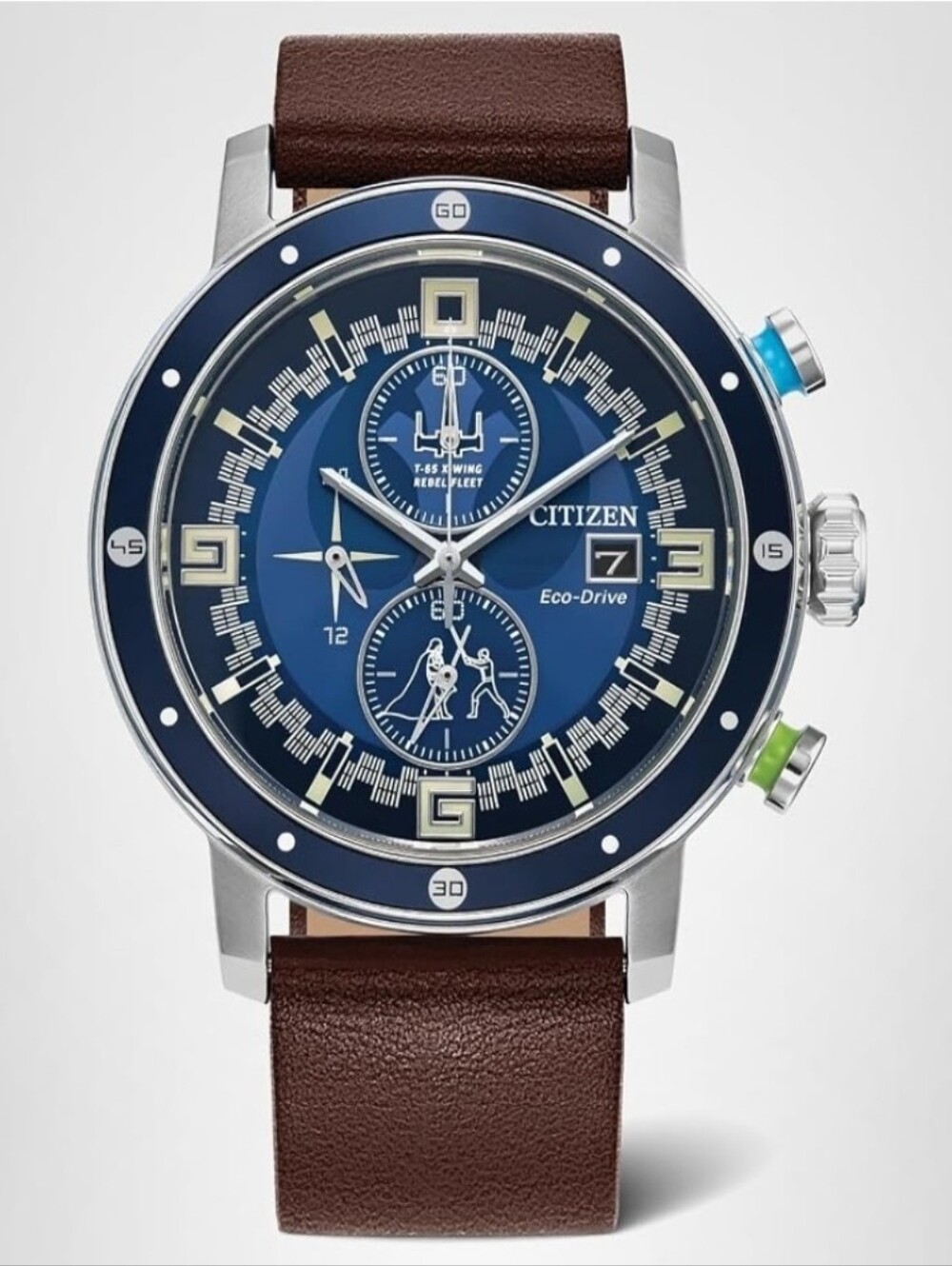 Disney  Men's Eco-Drive Star Wars Luke Skywalker Chronograph Stainless Steel Wat